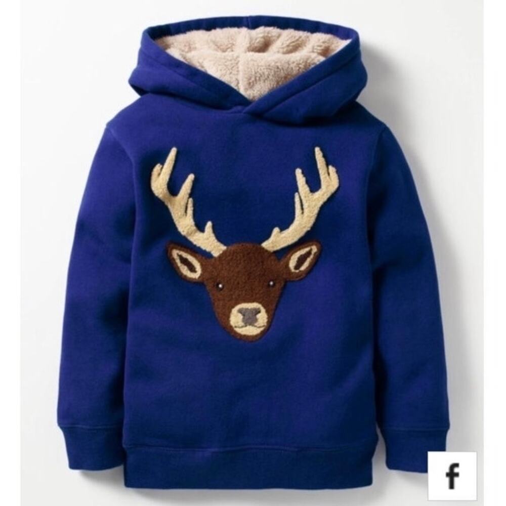 Cozy Mini Boden Reindeer Hoodie: Perfect for Winter Fun! 6/7 years